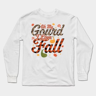 Oh My Gourd I Love Fall Plaid Leopard Print - Autumn Fall Long Sleeve T-Shirt